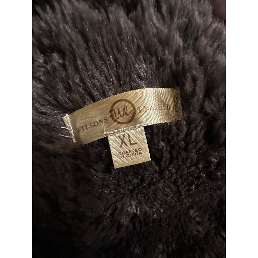 Wilsons Leather Faux Shearling Coat w/ Genuine Fox Fur Collar XL - Picture 11 of 11